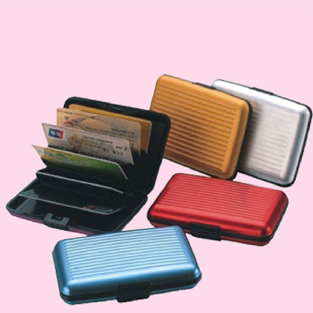Aluminum Alloy Storage Box with Stripes for Home Organization in the United States - Card Bag Stylish Money Management