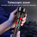 Aluminum Alloy Telescopic Flashlight with XHP70.2 USB Charging and Zoom - Teleplus aluminum alloy telescopic zoom usb