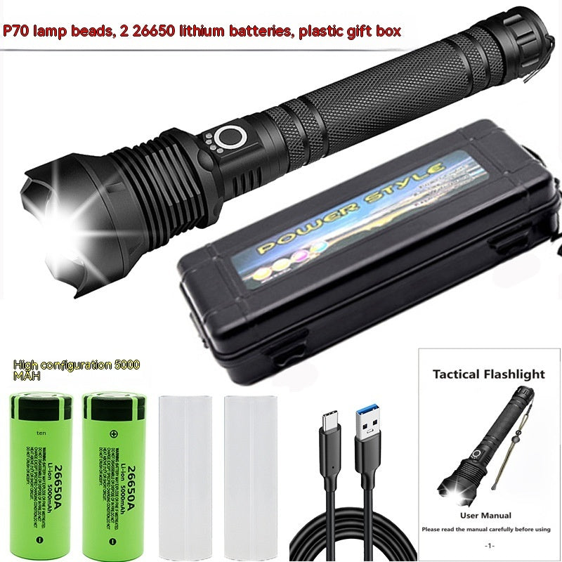 Aluminum Alloy Telescopic Flashlight with XHP70.2 USB Charging and Zoom - Teleplus aluminum alloy telescopic zoom usb