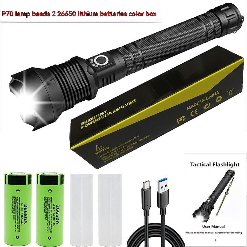 Aluminum Alloy Telescopic Flashlight with XHP70.2 USB Charging and Zoom - Teleplus aluminum alloy telescopic zoom usb