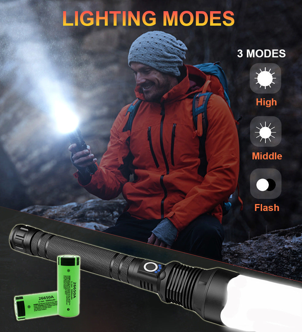 Aluminum Alloy Telescopic Flashlight with XHP70.2 USB Charging and Zoom - Teleplus aluminum alloy telescopic zoom usb