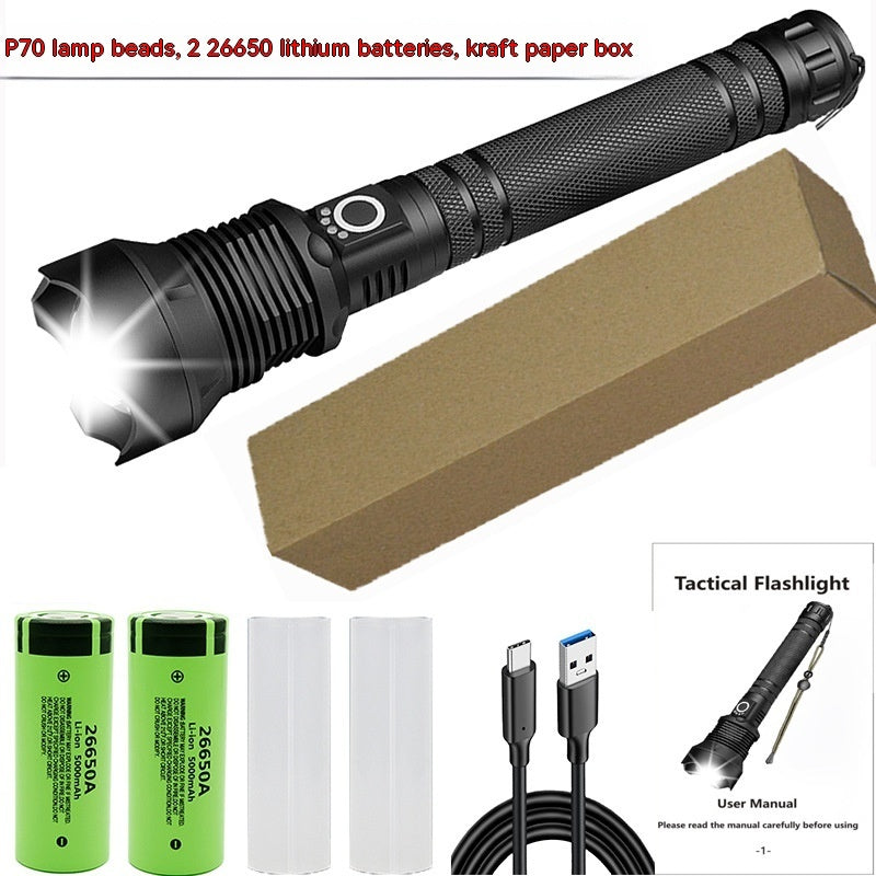 Aluminum Alloy Telescopic Flashlight with XHP70.2 USB Charging and Zoom - Teleplus aluminum alloy telescopic zoom usb