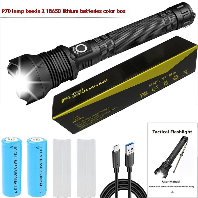 Aluminum Alloy Telescopic Flashlight with XHP70.2 USB Charging and Zoom - Teleplus aluminum alloy telescopic zoom usb