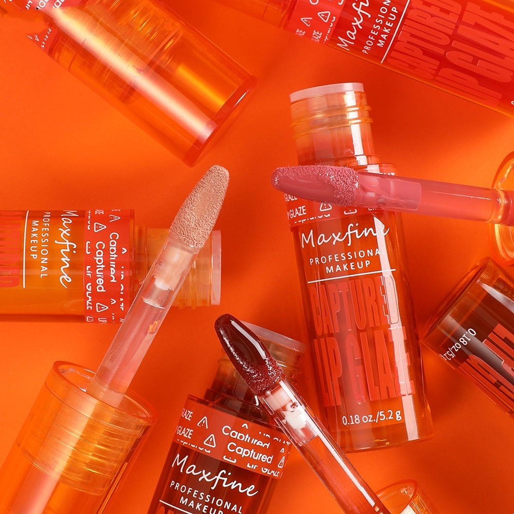 Amber Lip Glaze Set with Mirror for Moisturizing and Long-Lasting Color - Teleplus amber lip glaze set mirror