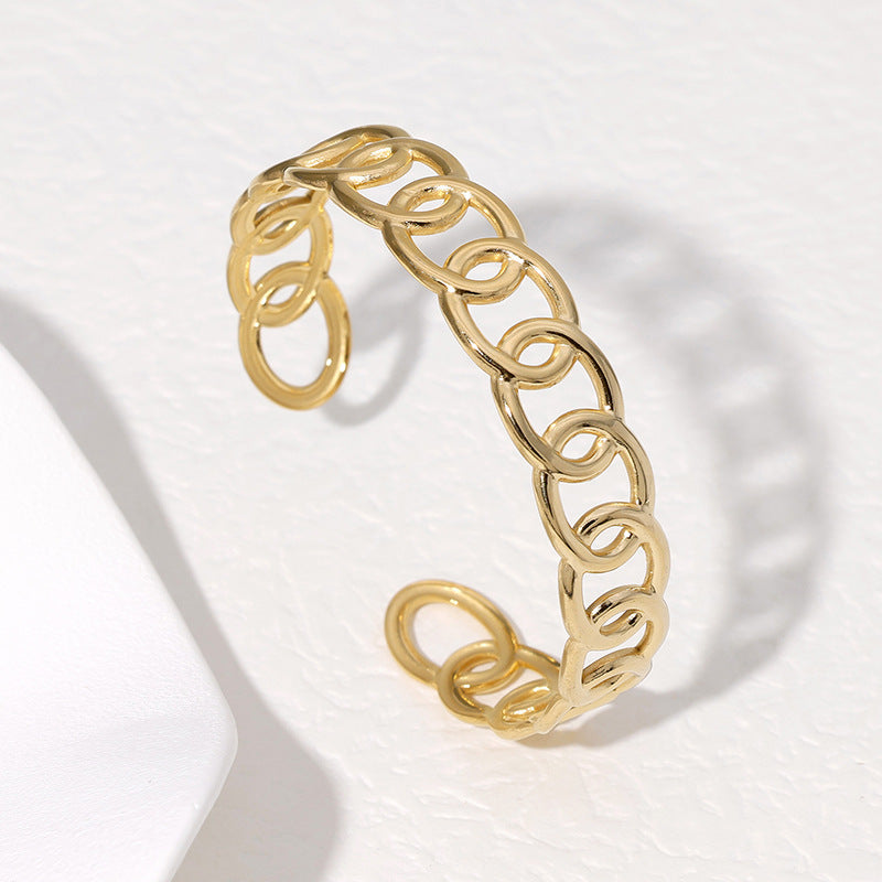 American Fashion Stainless Steel Gold-Plated Chain Bracelet - Teleplus Gold american fashion stainless steel