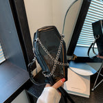 American Style PVC Chain Shoulder Bag with Mirror and Multi-Color Options - Teleplus american style pvc chain shoulder