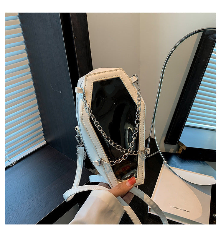 American Style PVC Chain Shoulder Bag with Mirror and Multi-Color Options - Teleplus american style pvc chain shoulder