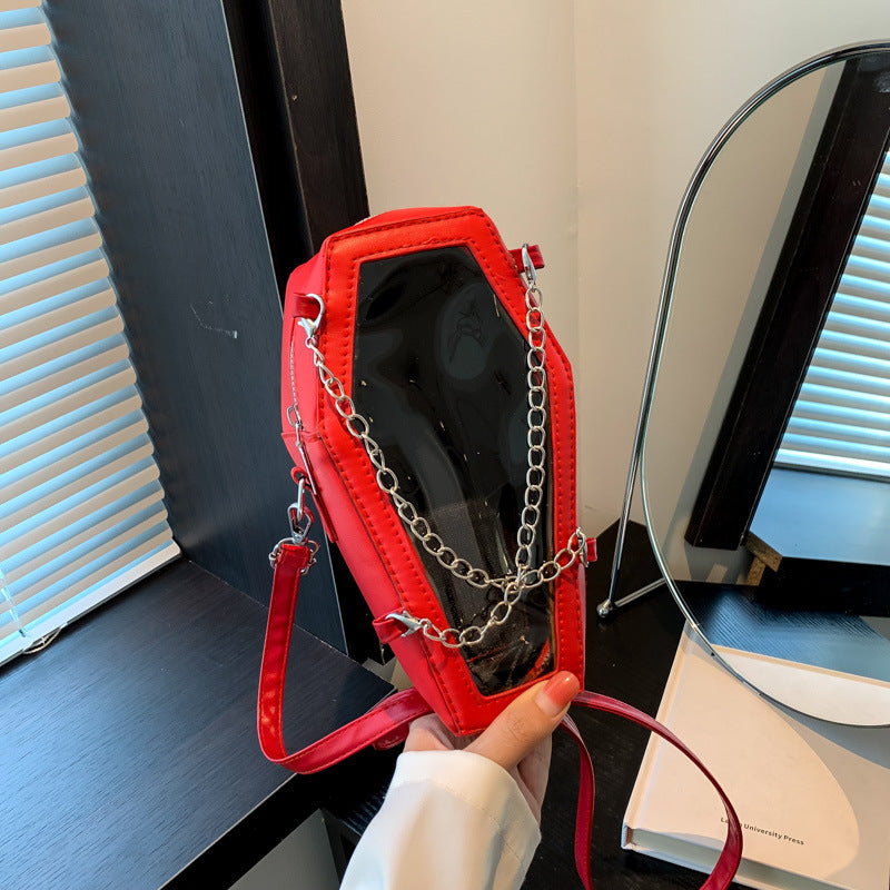 American Style PVC Chain Shoulder Bag with Mirror and Multi-Color Options - Teleplus american style pvc chain shoulder