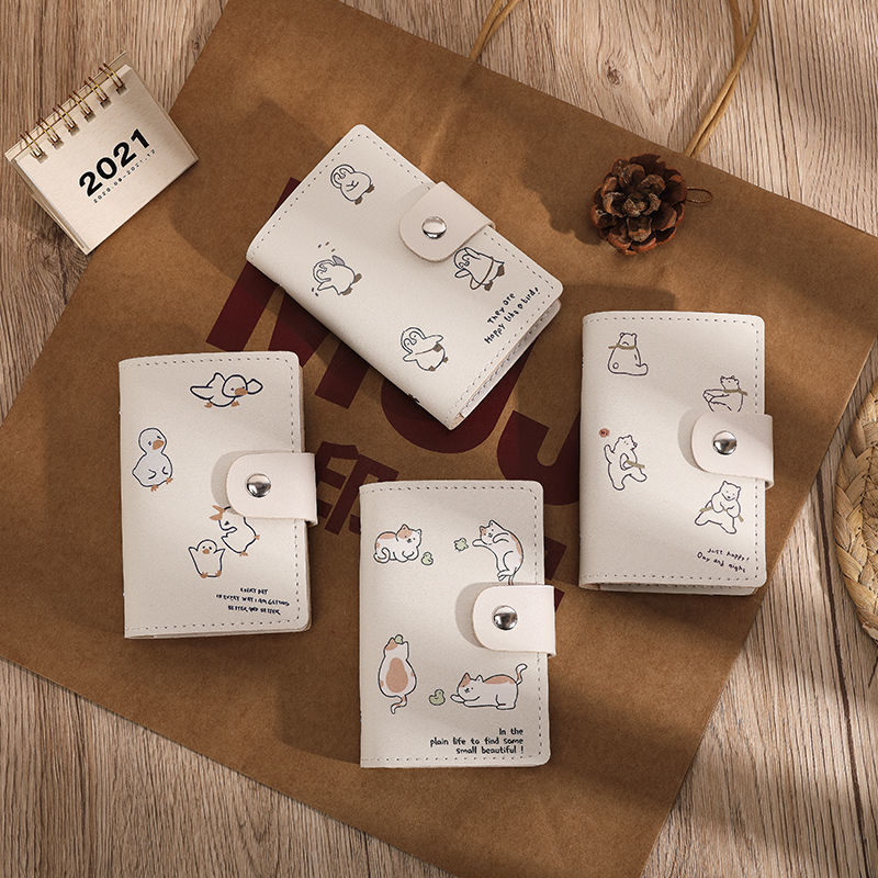 Animal Leather Card Holder with Multiple Slots and Large Capacity - Small for All Cards small multiple card slots large