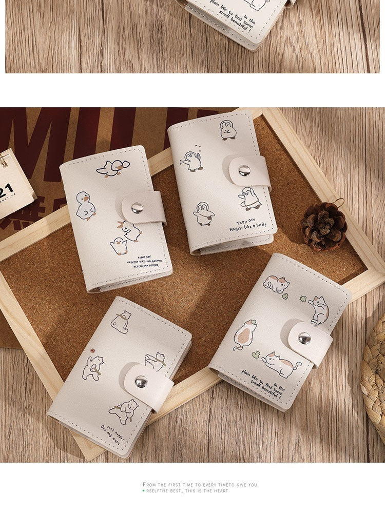 Animal Leather Card Holder with Multiple Slots and Large Capacity - Small for All Cards small multiple card slots large