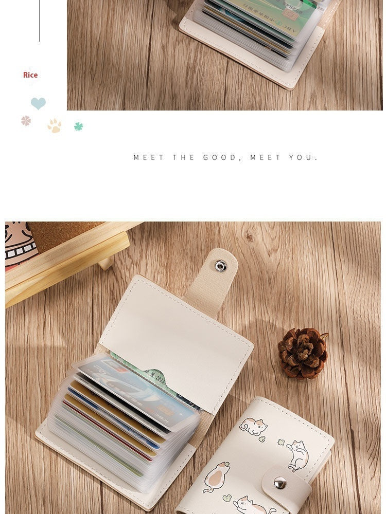 Animal Leather Card Holder with Multiple Slots and Large Capacity - Small for All Cards small multiple card slots large