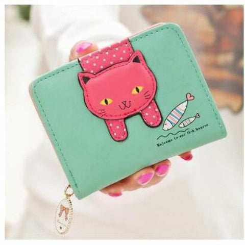 Animal Lining PU Coin Purse for Cats and Fish Style in Multiple Colors - Purrfectly Cute Cat Awaits united states chf