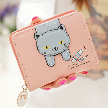 Animal Lining PU Coin Purse for Cats and Fish Style in Multiple Colors - Purrfectly Cute Cat Awaits united states chf