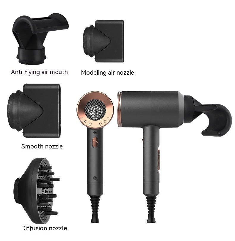 Anion Hair Dryer with Multiple Nozzles Brushed Motor and Temperature Control - anion hair dryer
