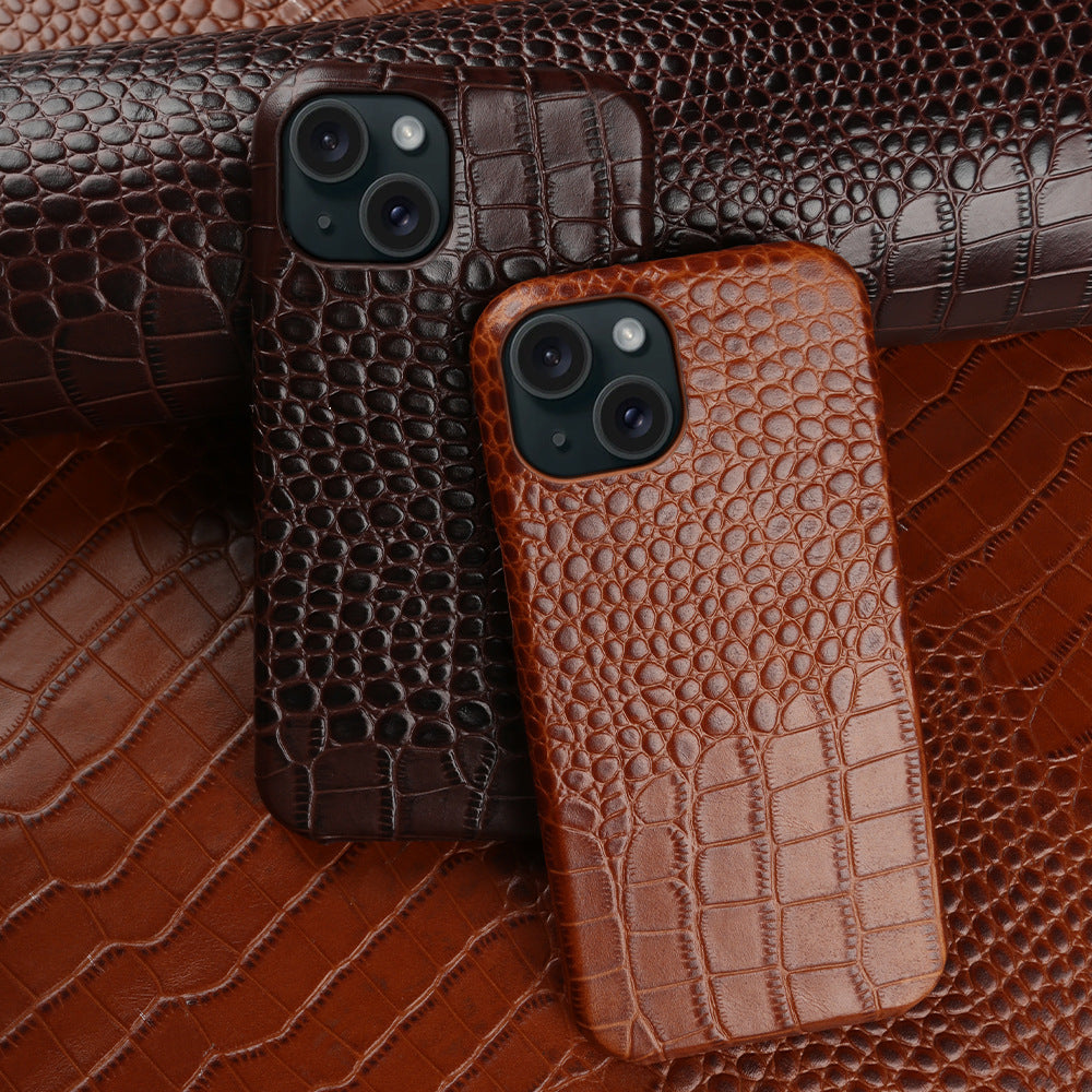 Genuine Leather Phone Case Half Pack Handmade for Apple Anti-Fall and Fingerprint Protection - Anti-Fingerprint genuine