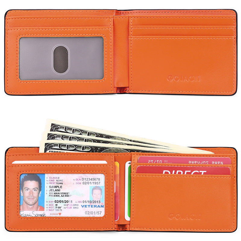 Anti-Theft Swiping Wallet with Gift Box Solid Color PU Leather for Daily - anti-theft swiping [with gift box]