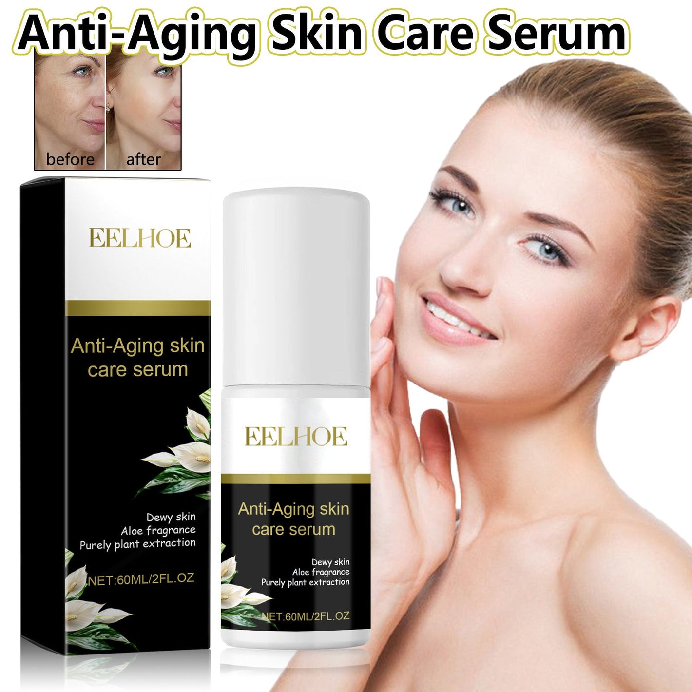 Anti-Wrinkle Facial Firming Essence with Hyaluronic Acid Aloe Glycerin 60ml - Teleplus Serum