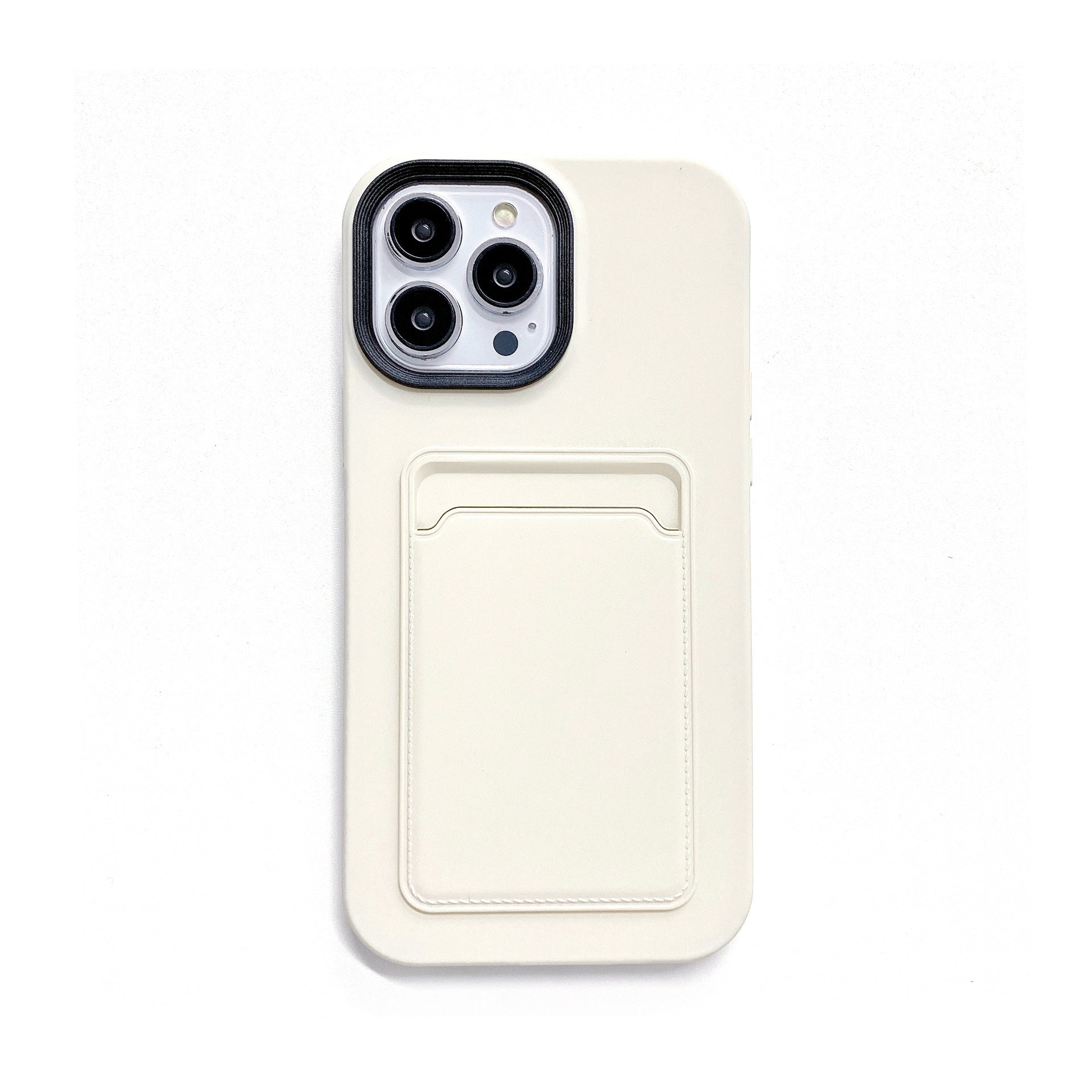 Antique White Leather Card Holder with Liquid Skin Feeling and Protective Sleeve - Teleplus card holder liquid skin