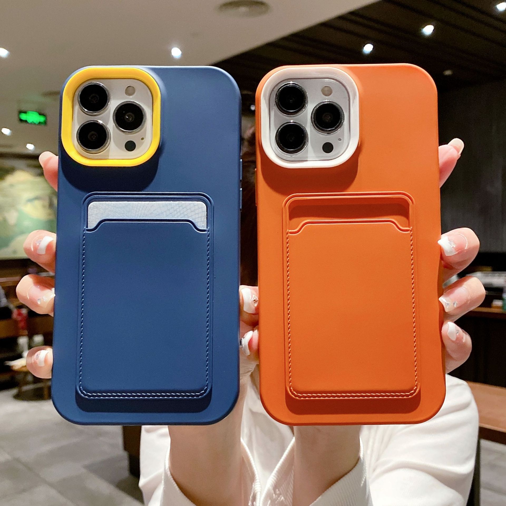 Antique White Leather Card Holder with Liquid Skin Feeling and Protective Sleeve - Teleplus card holder liquid skin