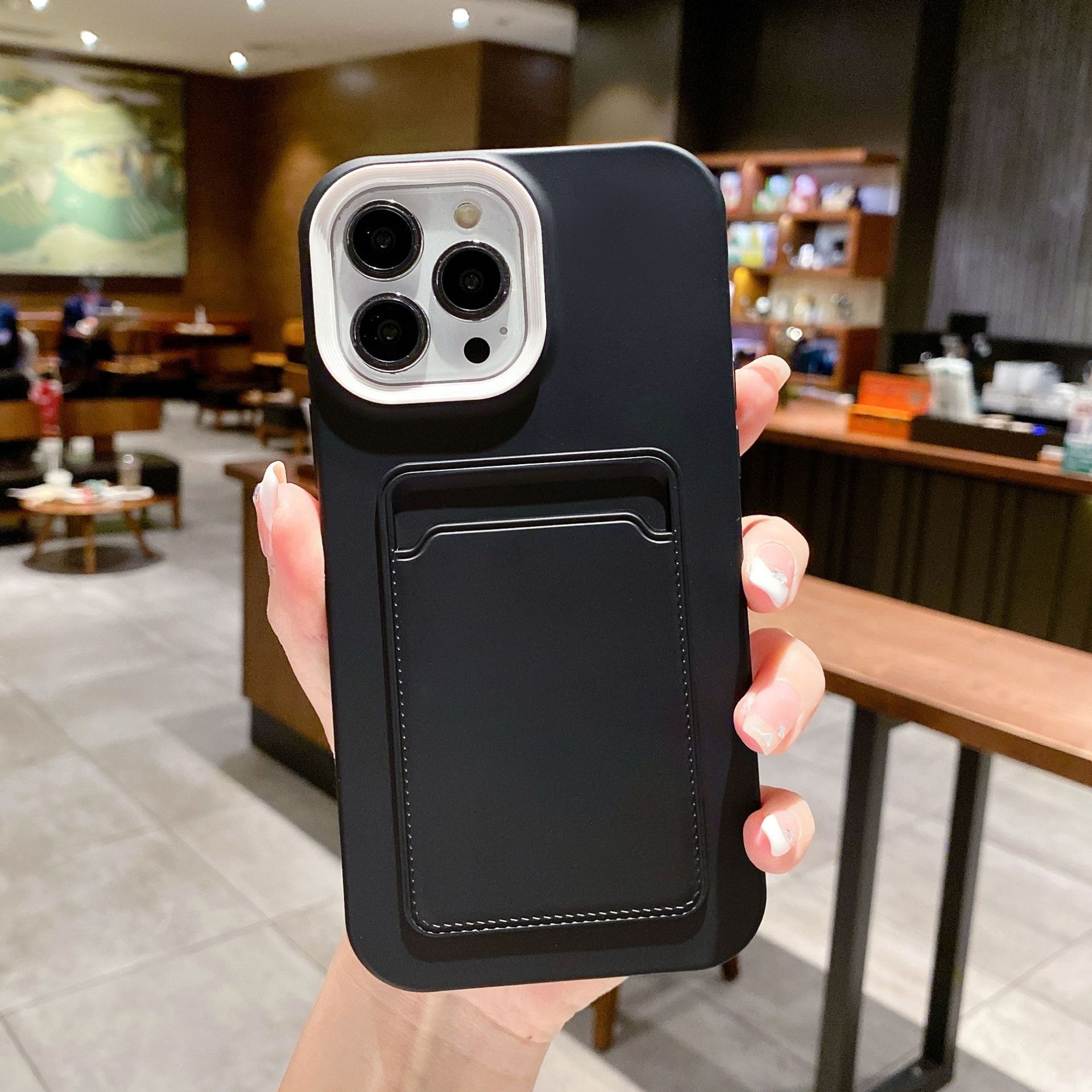 Antique White Leather Card Holder with Liquid Skin Feeling and Protective Sleeve - Teleplus card holder liquid skin