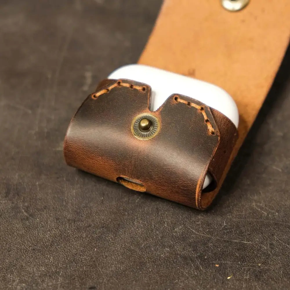 Dark Brown Leather Case for Apple Airpods Pro Handmade Durable Cover - Stylish AirPods apple airpods pro leather case