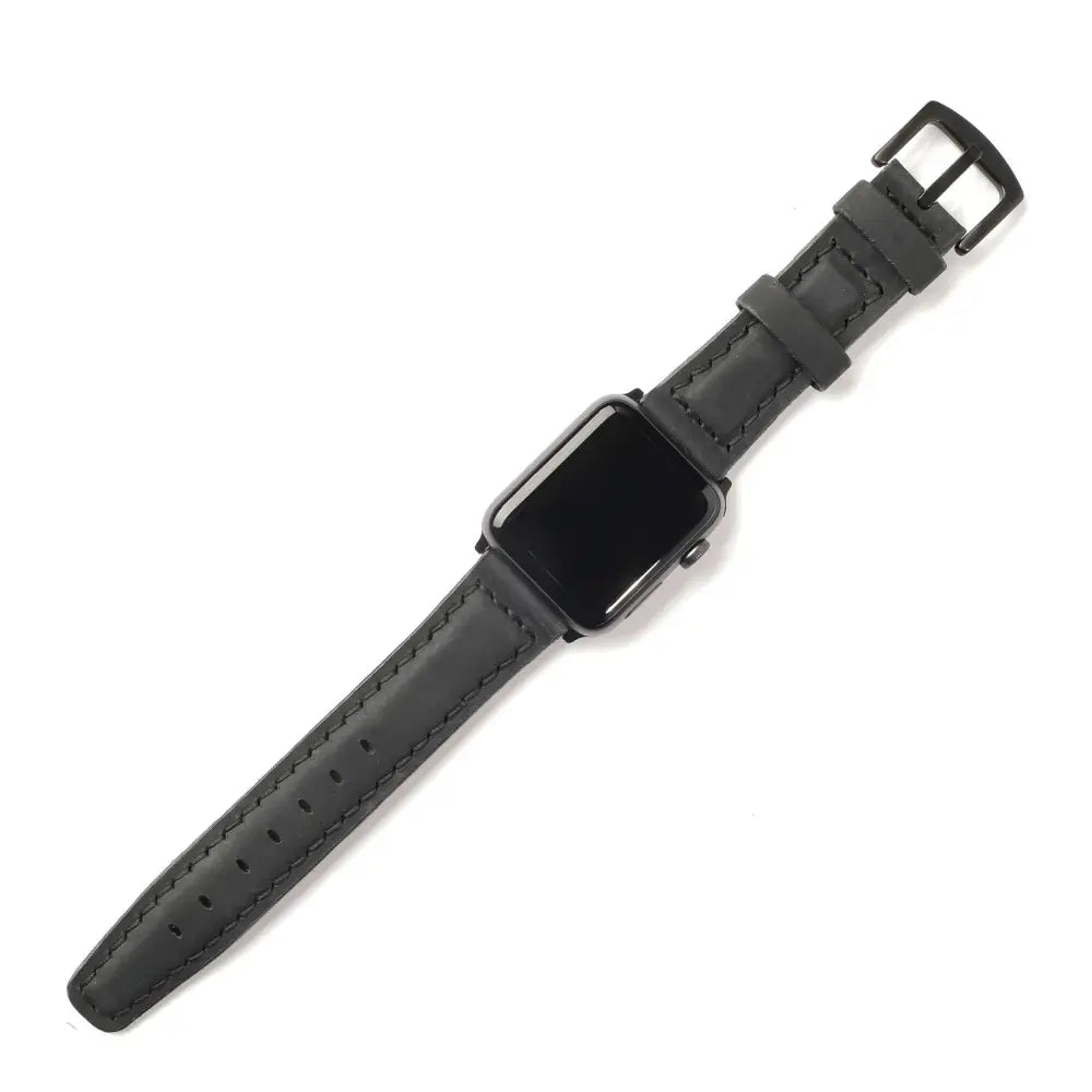 Apple Watch 8 45 mm Handmade Leather Band Strap Black for - Fancy Wrist Chic handmade leather band strap apple watch