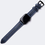 Apple Watch 9 41 MM Handmade Leather Band Strap Blue - Sleek Sophistication: Apple Watch 9 41MM Handmade Blue Leather