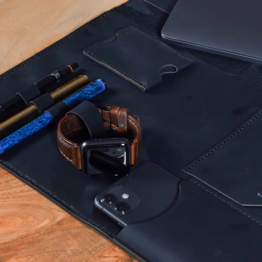 Handmade Dark Brown Leather Band Strap for Apple Watch 9 41mm - Luxurious leather band strap apple watch