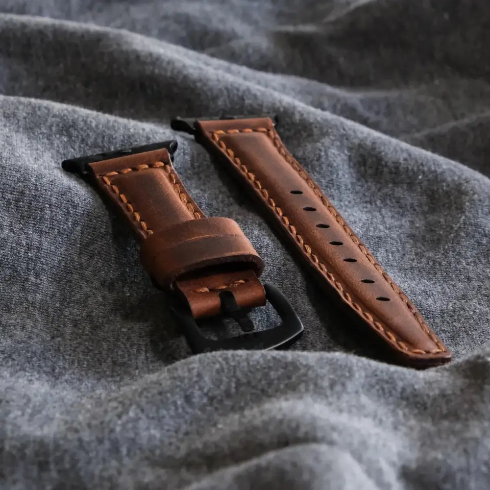 Handmade Dark Brown Leather Band Strap for Apple Watch 9 41mm - Luxurious leather band strap apple watch