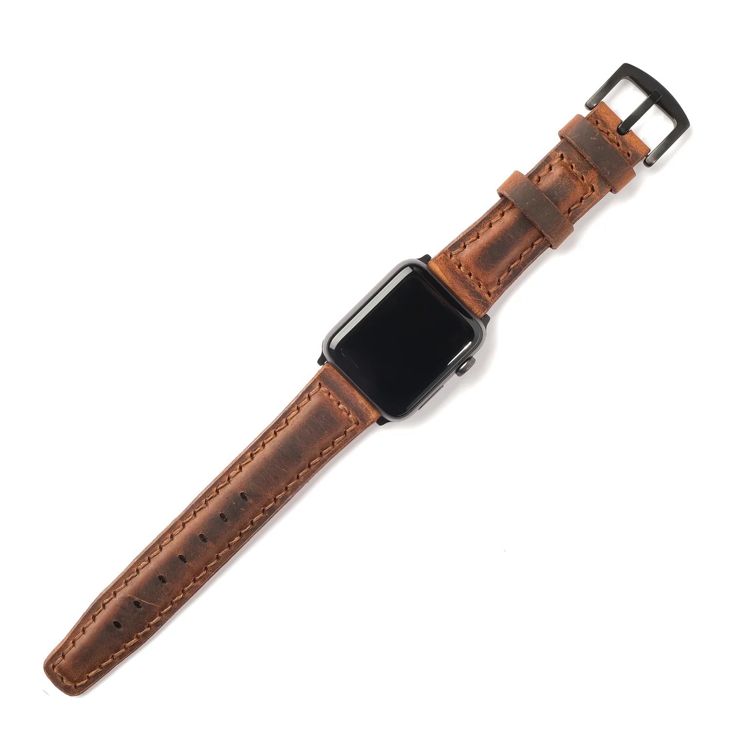 Apple Watch 9 41 MM Handmade Leather Band Strap Brown - Sleek Sophistication Apple Watch 9 41MM Handmade Brown Leather