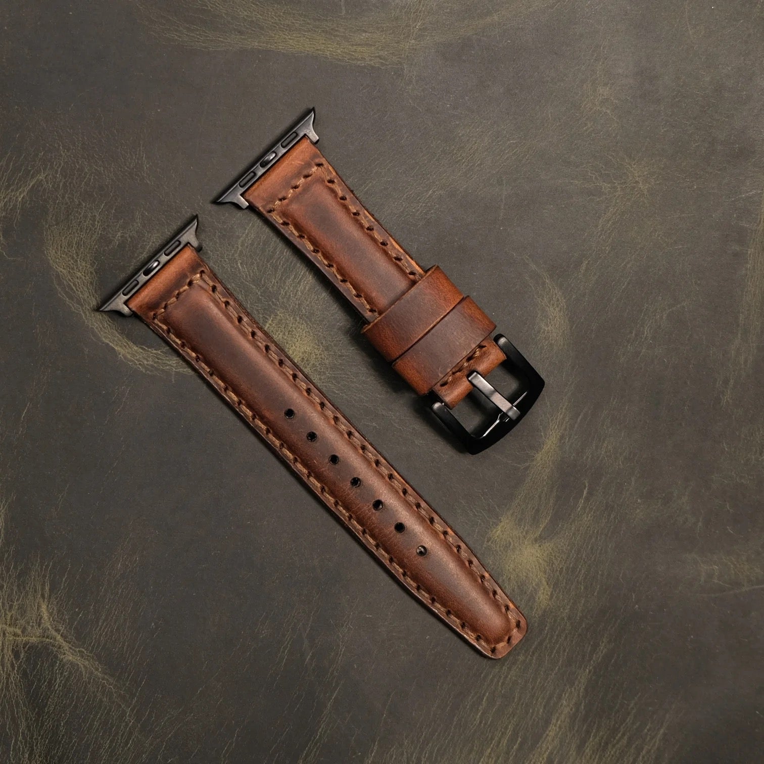 Apple Watch 9 41 MM Handmade Leather Band Strap Brown - Sleek Sophistication Apple Watch 9 41MM Handmade Brown Leather