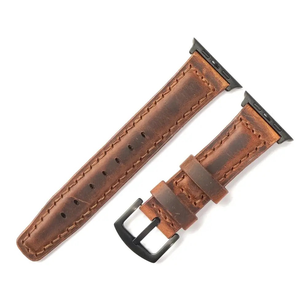 Handmade Dark Brown Leather Band Strap for Apple Watch 9 41mm - Luxurious leather band strap apple watch
