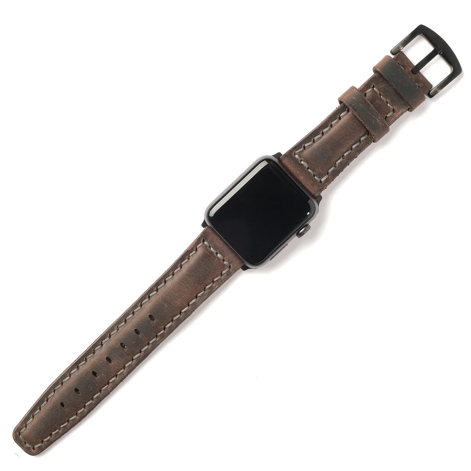 Apple Watch 9 41 MM Handmade Leather Band Strap Dark Brown - Sleek Sophistication: Apple Watch 9 41MM Handmade Dark