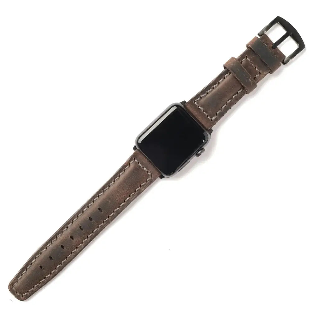 Dark Brown Handmade Leather Band Strap for Apple Watch 9 41 mm - Style leather band strap apple watch dark brown