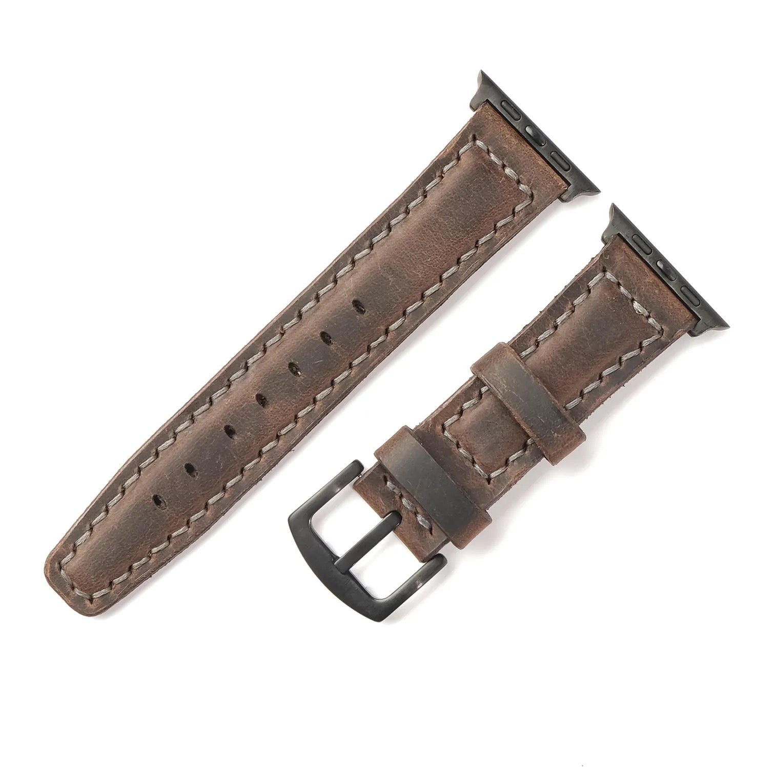 Apple Watch 9 41 MM Handmade Leather Band Strap Dark Brown - Sleek Sophistication: Apple Watch 9 41MM Handmade Dark