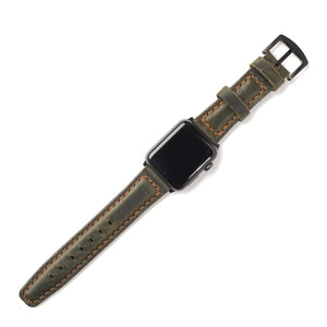 Apple Watch 9 41 MM Handmade Leather Band Strap Dark Green - Sleek Sophistication: Apple Watch 9 41MM Handmade Dark