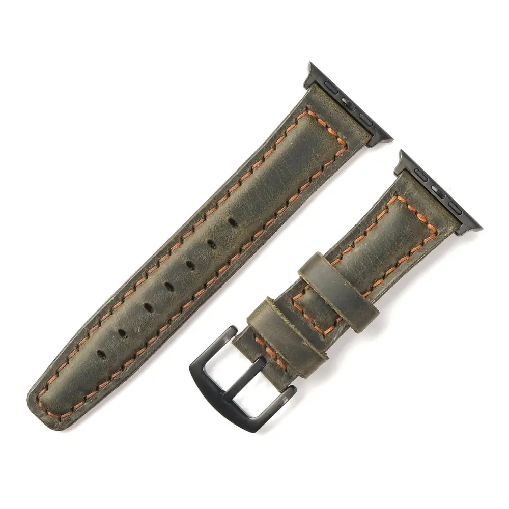 Handmade Dark Green Leather Band Strap for Apple Watch 9 41mm - Turn Your Into a Fashion Icon leather band strap apple