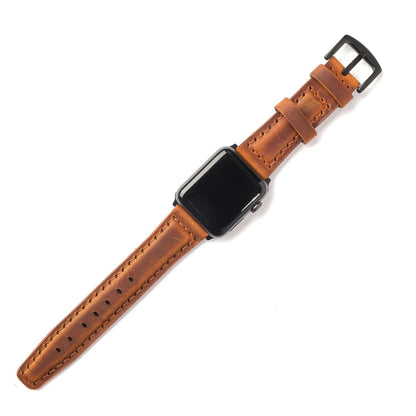 Apple Watch 9 41 MM Handmade Leather Band Strap Light Brown - Sleek Sophistication: Apple Watch 9 41MM Handmade Light