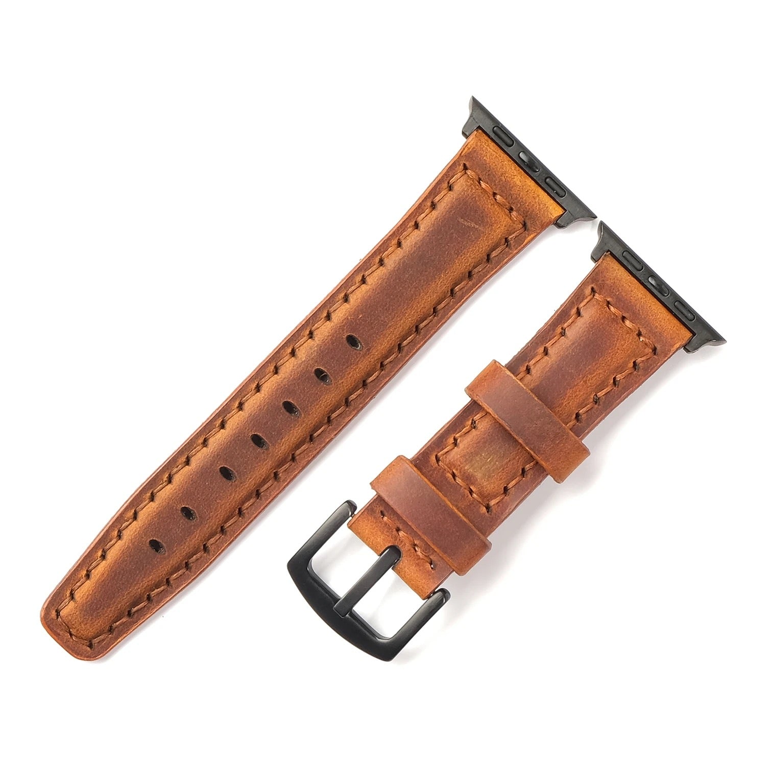 Apple Watch 9 41 MM Handmade Leather Band Strap Light Brown - Sleek Sophistication: Apple Watch 9 41MM Handmade Light