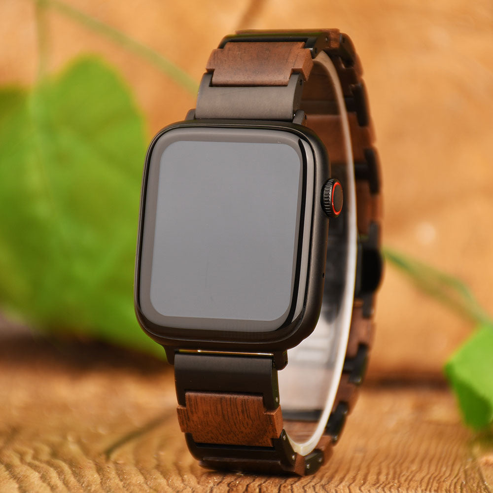 Apple Watch Strap with Butterfly Clasp for Carving Writing Wood Style Smart - Teleplus carve writing wood strap smart