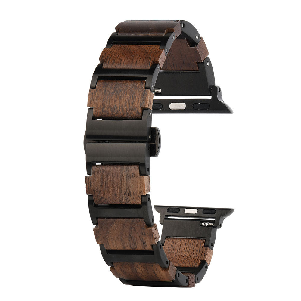 Apple Watch Strap with Butterfly Clasp for Carving Writing Wood Style Smart - Teleplus carve writing wood strap smart