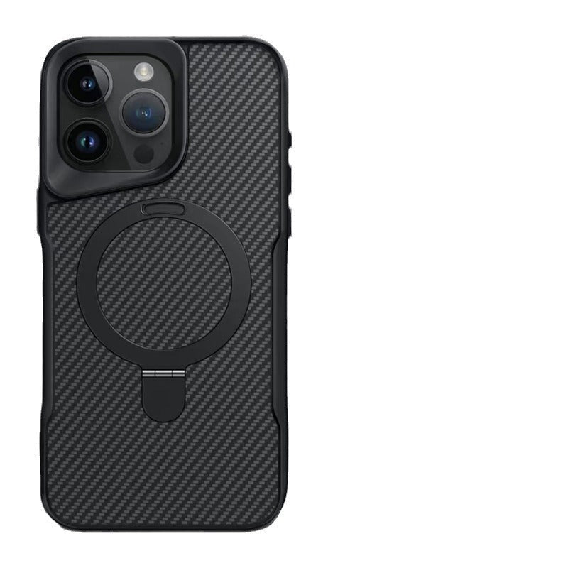 Applicable Carbon Fiber Magnetic Bracket Drop-resistant Protective Armor Small Waist Phone Case - Got Suction?