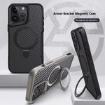 Applicable Carbon Fiber Magnetic Bracket Drop-resistant Protective Armor Small Waist Phone Case - Got Suction?