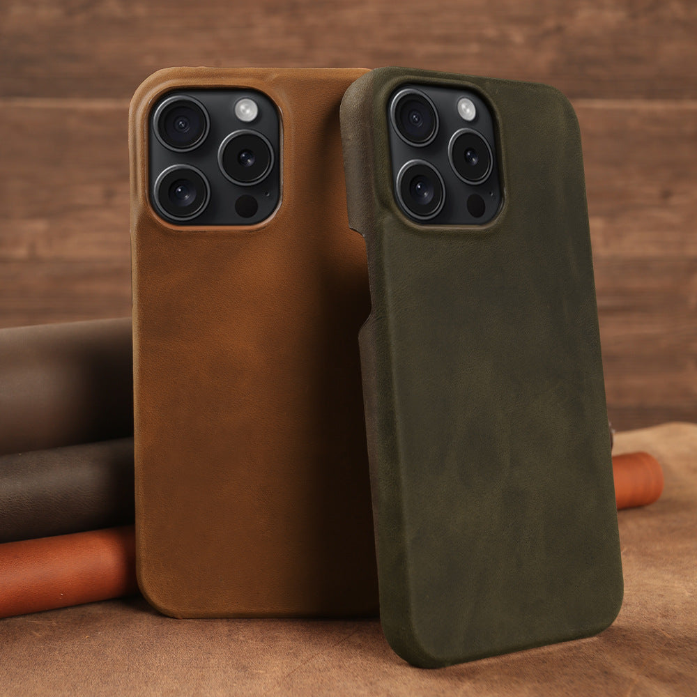 Crazy Horse Pattern Leather for Phone Cases in Dark Brown Reddish and Green - Case All Phones crazy horse pattern
