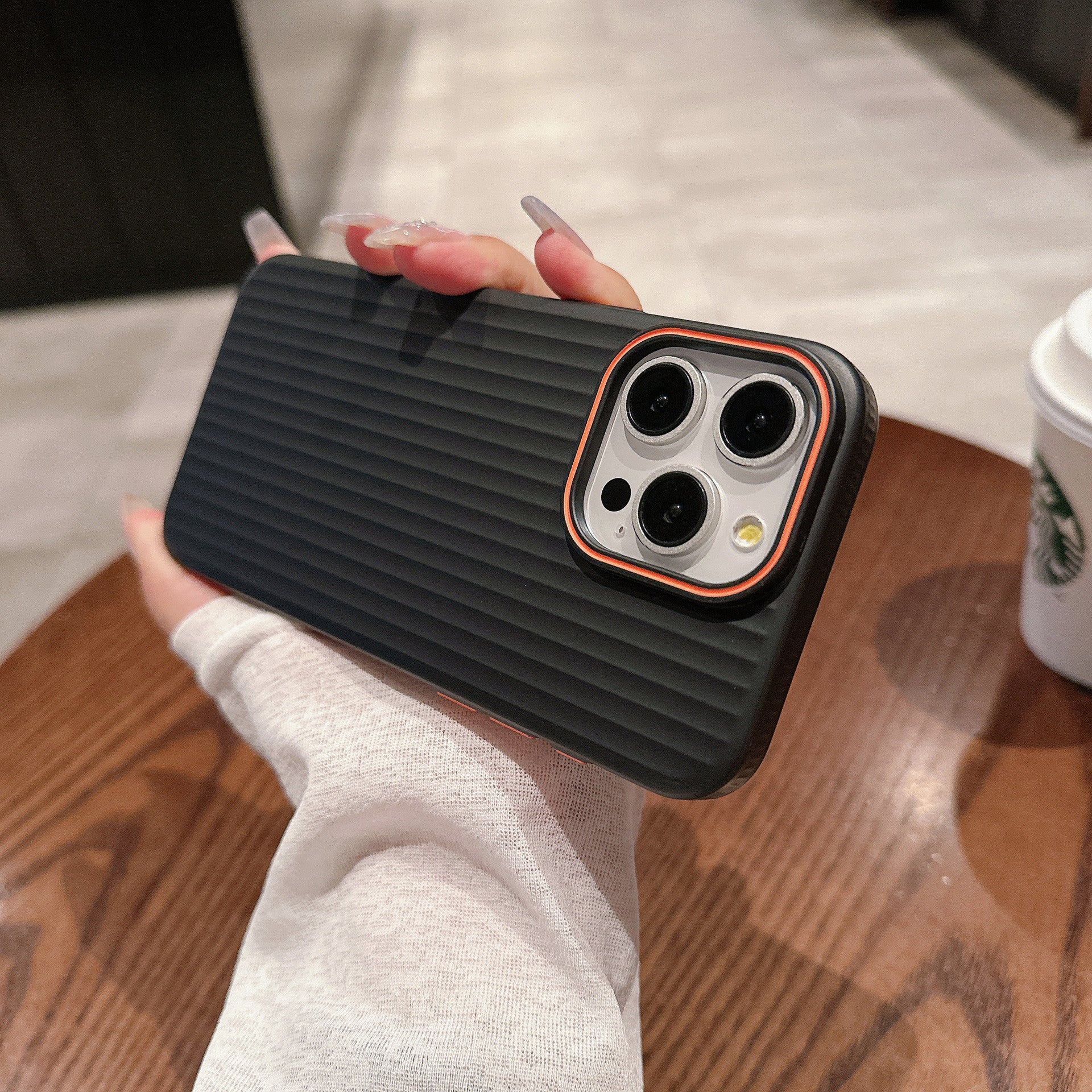 Applicable Frosted Corrugated Phone Case in Dark Purple and Silver Colors - applicable frosted corrugated phone case