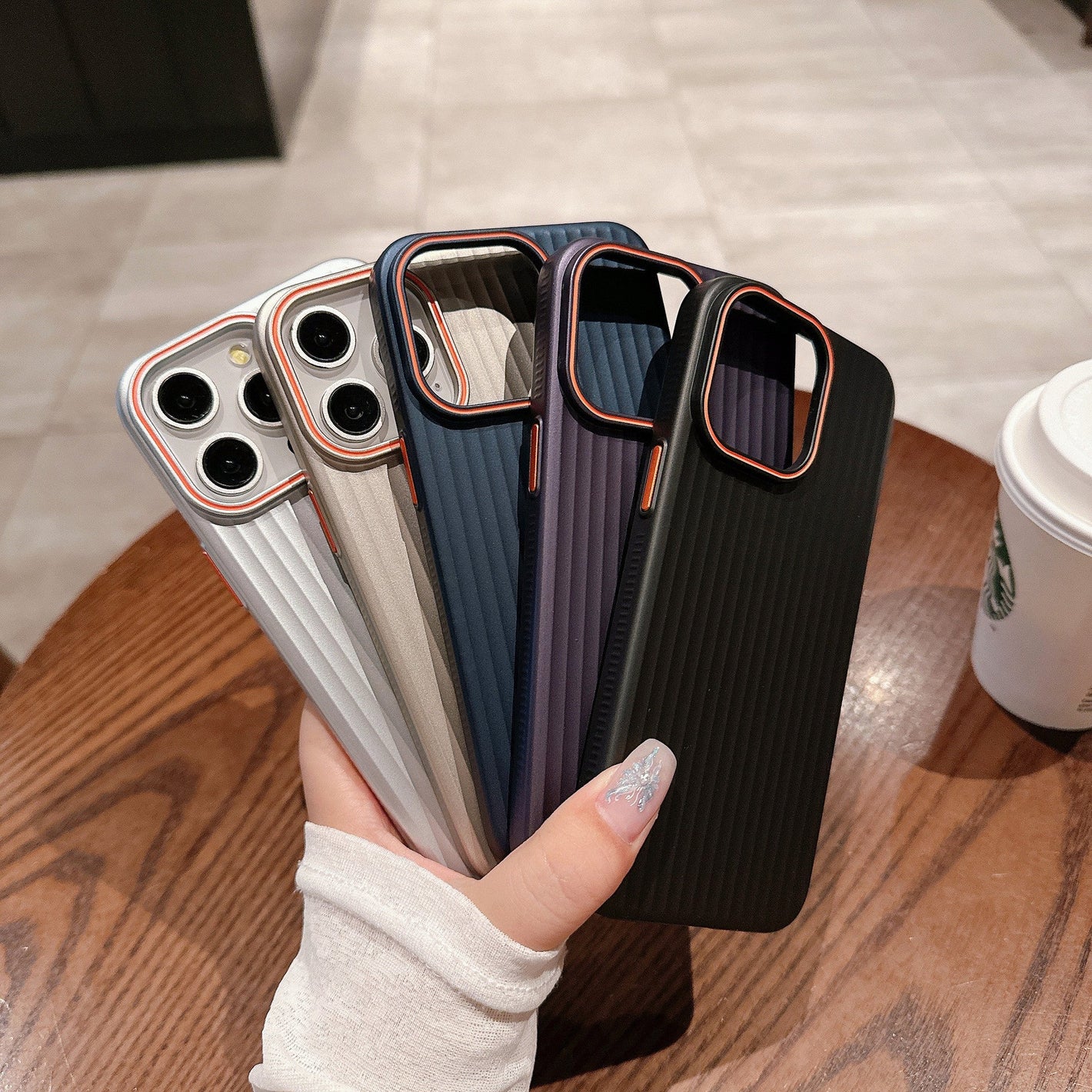 Applicable Frosted Corrugated Phone Case in Dark Purple and Silver Colors - applicable frosted corrugated phone case