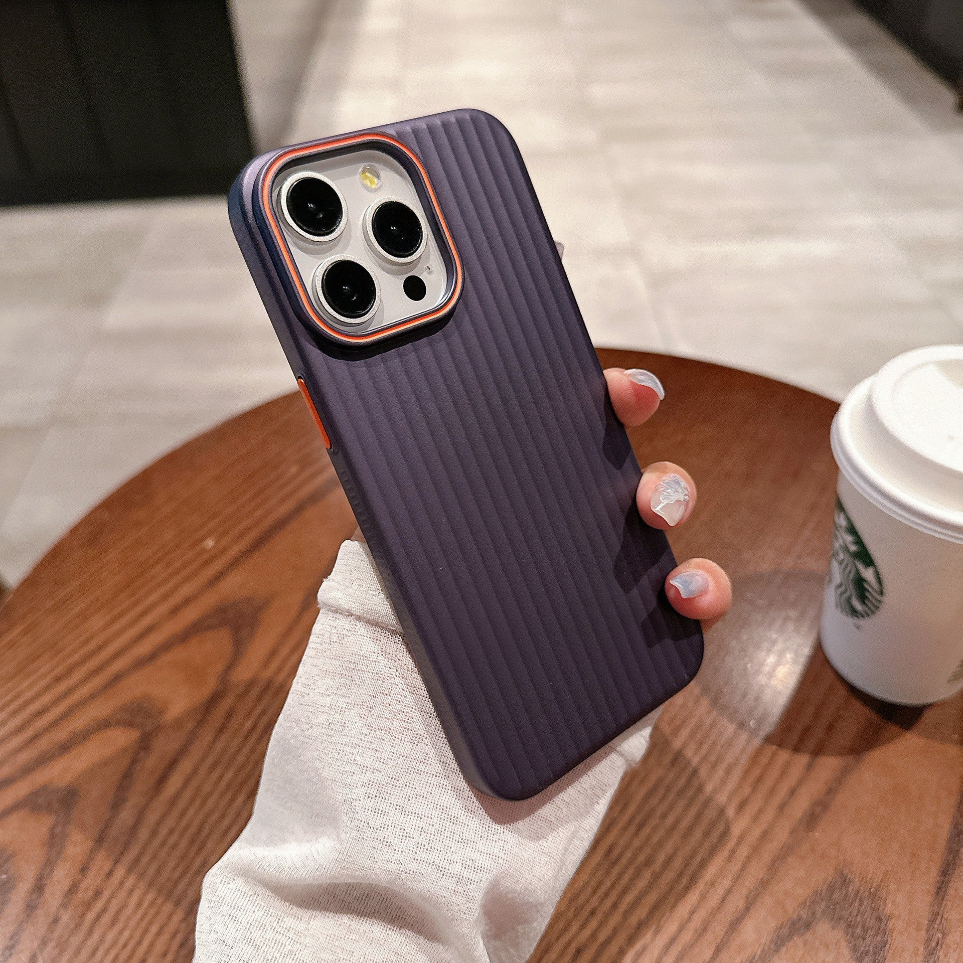 Applicable Frosted Corrugated Phone Case in Dark Purple and Silver Colors - applicable frosted corrugated phone case
