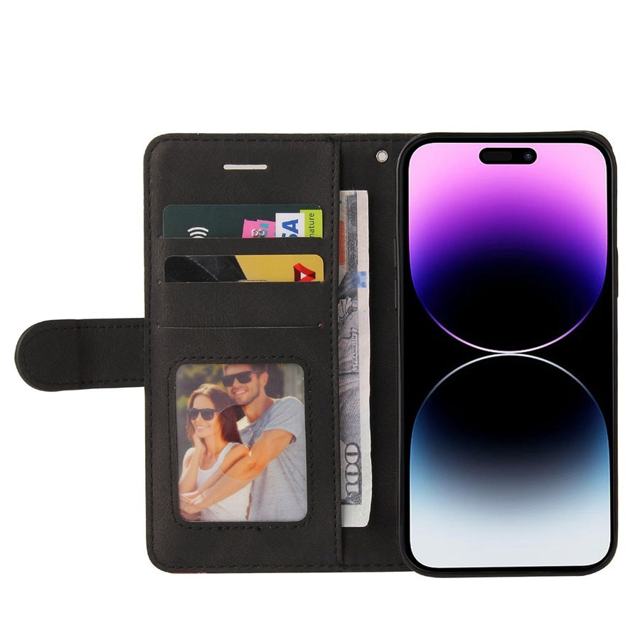 Applicable Leather Case Two-color Patchwork Mobile Phone Protective Case - Two-color Leather Phone Protective Case