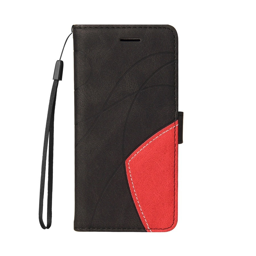 Applicable Leather Case Two-color Patchwork Mobile Phone Protective Case - Two-color Leather Phone Protective Case