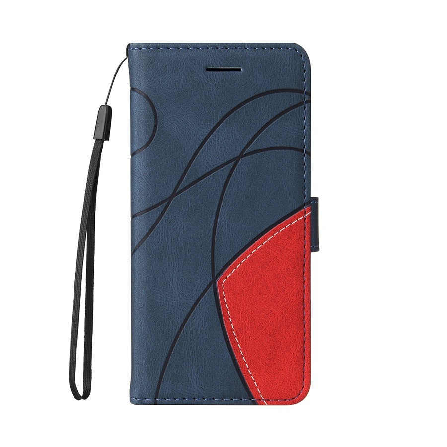 Applicable Leather Case Two-color Patchwork Mobile Phone Protective Case - Two-color Leather Phone Protective Case